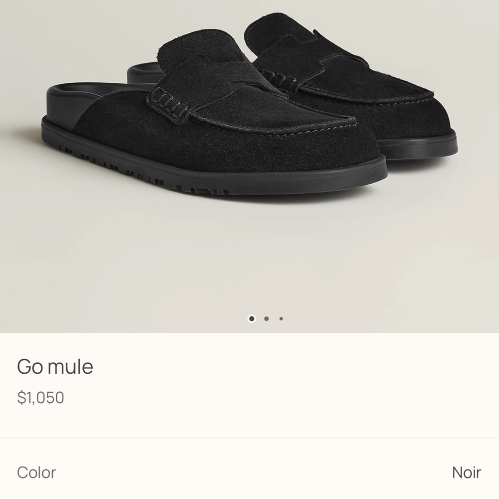 Hermes Noir Suede Mules
